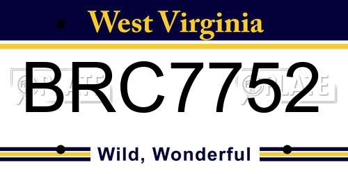 BRC7752 West Virginia License Plate