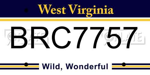 BRC7757 West Virginia License Plate