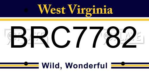 BRC7782 West Virginia License Plate