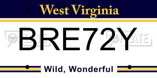 BRE72Y West Virginia License Plate