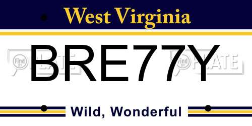 BRE77Y West Virginia License Plate
