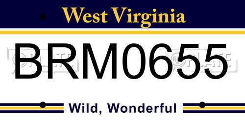 BRM0655 West Virginia License Plate