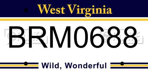BRM0688 West Virginia License Plate
