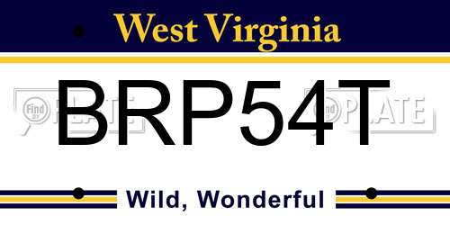BRP54T West Virginia License Plate