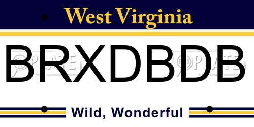 BRXDBDB West Virginia License Plate
