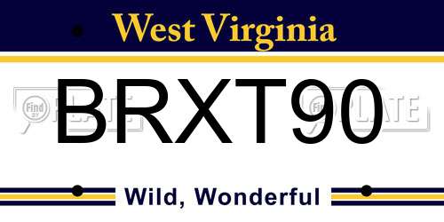 BRXT90 West Virginia License Plate
