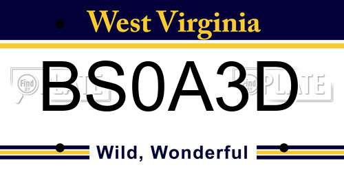 BS0A3D West Virginia License Plate