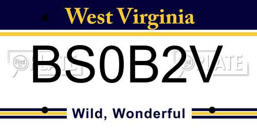 BS0B2V West Virginia License Plate