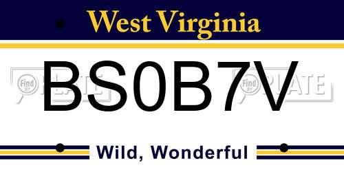BS0B7V West Virginia License Plate