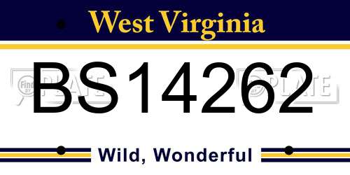 BS14262 West Virginia License Plate