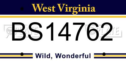 BS14762 West Virginia License Plate