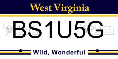 BS1U5G West Virginia License Plate