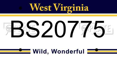 BS20775 West Virginia License Plate