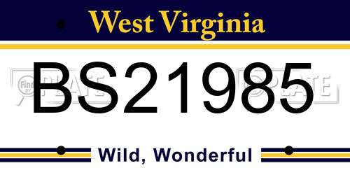 BS21985 West Virginia License Plate