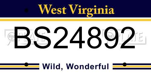 BS24892 West Virginia License Plate