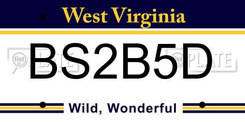 BS2B5D West Virginia License Plate