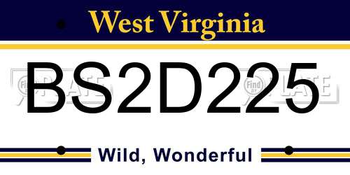 BS2D225 West Virginia License Plate