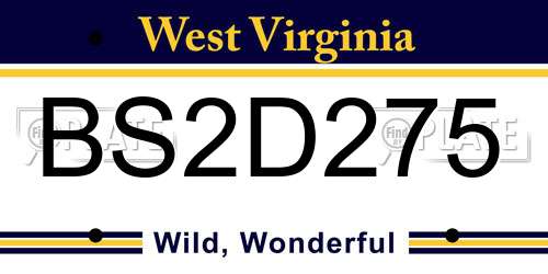 BS2D275 West Virginia License Plate