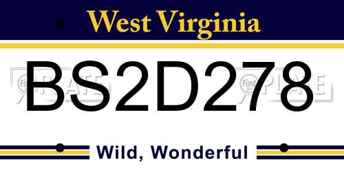 BS2D278 West Virginia License Plate