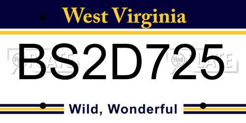 BS2D725 West Virginia License Plate