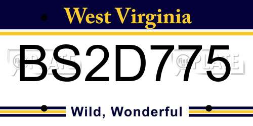 BS2D775 West Virginia License Plate
