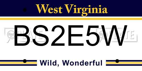 BS2E5W West Virginia License Plate