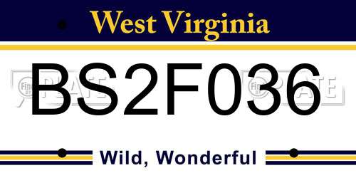 BS2F036 West Virginia License Plate
