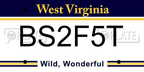 BS2F5T West Virginia License Plate