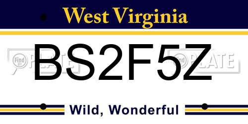 BS2F5Z West Virginia License Plate