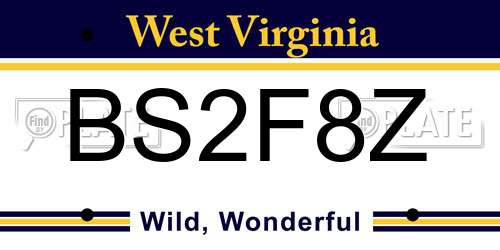 BS2F8Z West Virginia License Plate