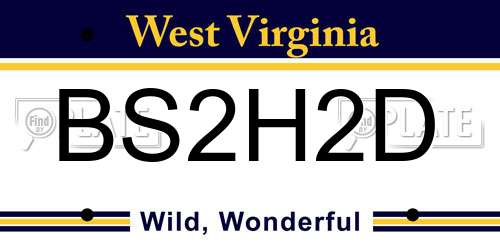 BS2H2D West Virginia License Plate