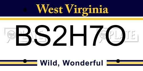 BS2H7O West Virginia License Plate