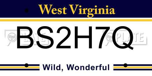 BS2H7Q West Virginia License Plate