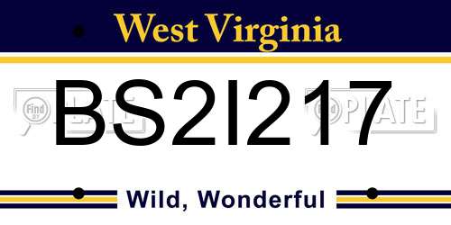 BS2I217 West Virginia License Plate