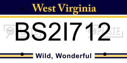 BS2I712 West Virginia License Plate