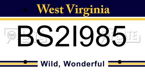 BS2I985 West Virginia License Plate
