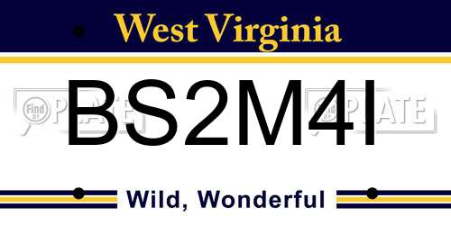 BS2M4I West Virginia License Plate