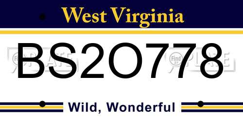 BS2O778 West Virginia License Plate