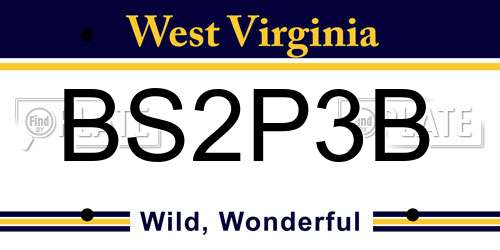 BS2P3B West Virginia License Plate