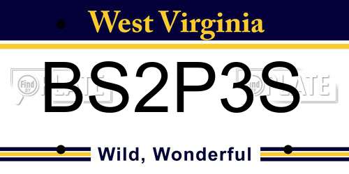 BS2P3S West Virginia License Plate