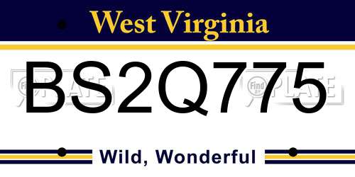 BS2Q775 West Virginia License Plate