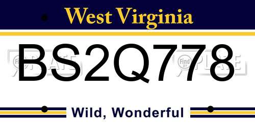 BS2Q778 West Virginia License Plate