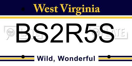 BS2R5S West Virginia License Plate