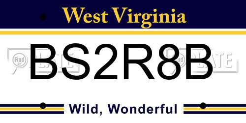 BS2R8B West Virginia License Plate