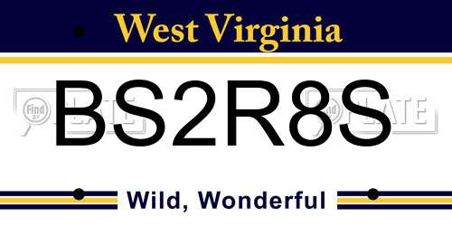 BS2R8S West Virginia License Plate