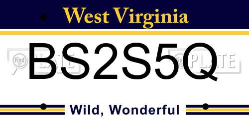 BS2S5Q West Virginia License Plate