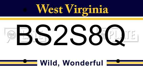 BS2S8Q West Virginia License Plate