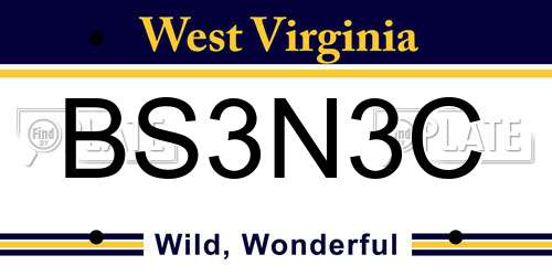BS3N3C West Virginia License Plate