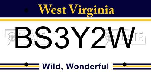 BS3Y2W West Virginia License Plate