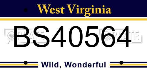 BS40564 West Virginia License Plate